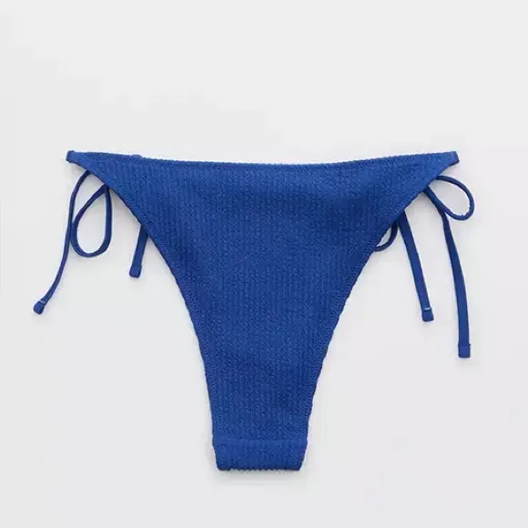 Aerie Blue Crinkle Side Tie Bikini Bottoms - Image 4