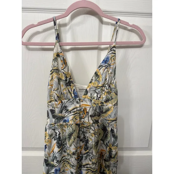 Abercrombie & Fitch Plunge Linen Blend Maxi Dress in Tropical Print, XS - Image 7