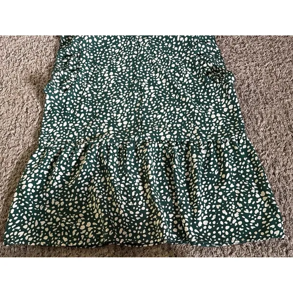 Angashion Women's Green‎ White Ruffle Short Sleeve Blouse Size XL - Image 7