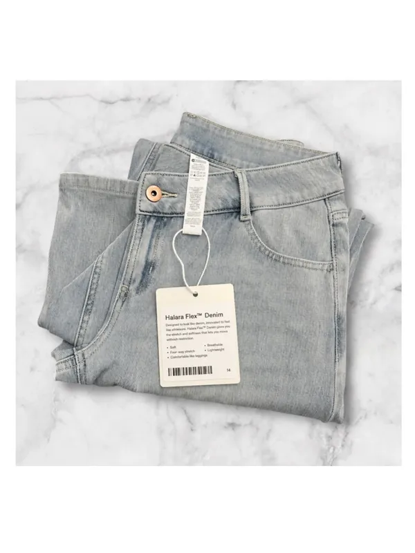 HALARA Flex™ Asymmetric Low Rise Zipper Pockets Baggy Wide Leg Jean Light Azure - Image 8