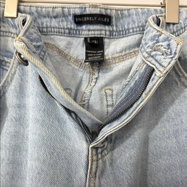 Sincerely Jules Jeans Juniors 5/27 Blue High Rise Wide Leg Distressed SJ28577AZW - Image 9
