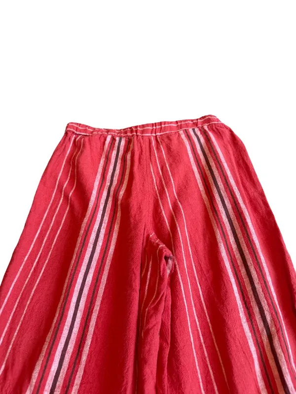 Urban Outfitters Red Striped Wide Leg Linen Pants Cargo Bohemian X-Small Women's - Image 9
