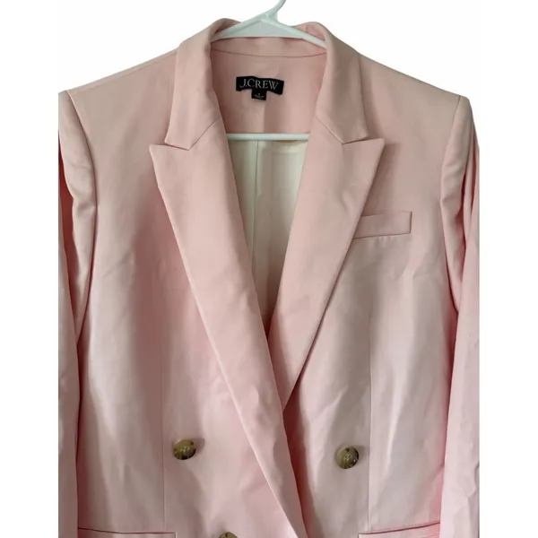 J. Crew Relaxed‎ Double-Breasted Blazer City Twill Light Pink Women's Size 4 - Image 3