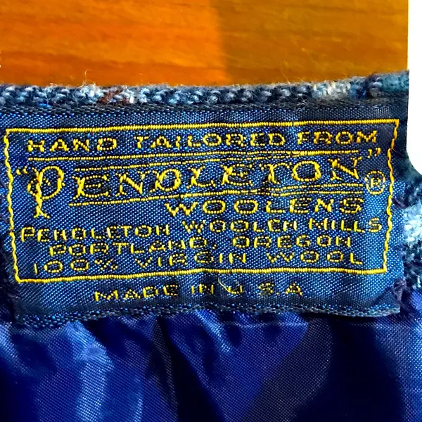 Pendleton vintage skirt blue plaid a-line with side zipper and hook closure. - Image 3