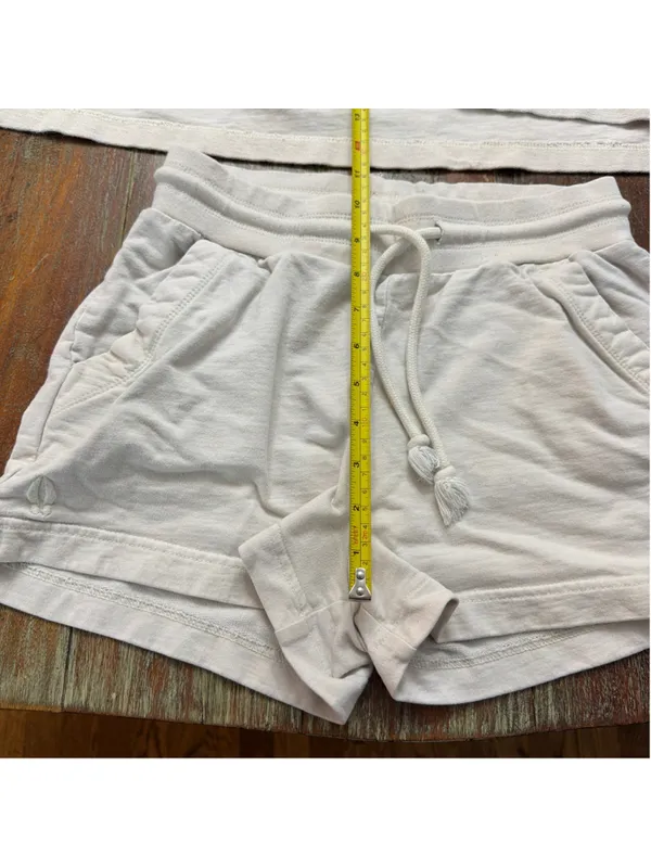 beardedgoat Womens XS/S Off White French Terry Hoodie Shorts Lounge Matching Set - Image 15
