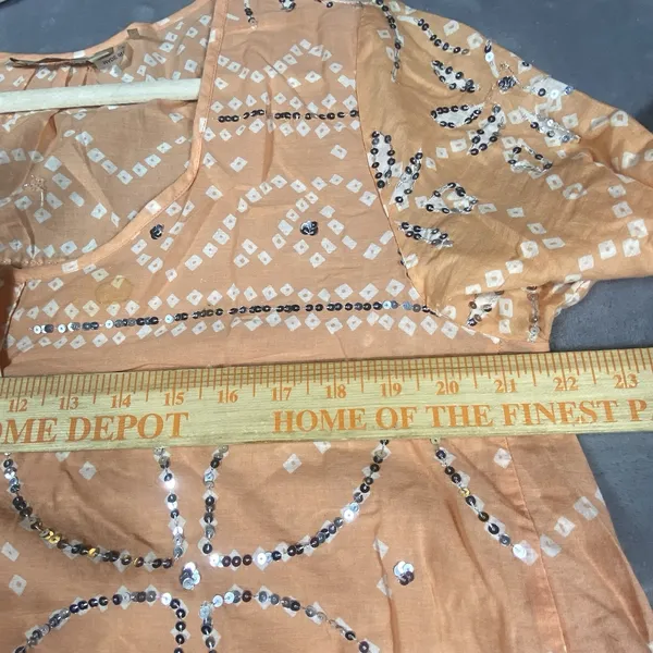 Soft Surroundings Womens Tunic Top Large Orange Sequin Long Sleeve‎ Lightweight - Image 7