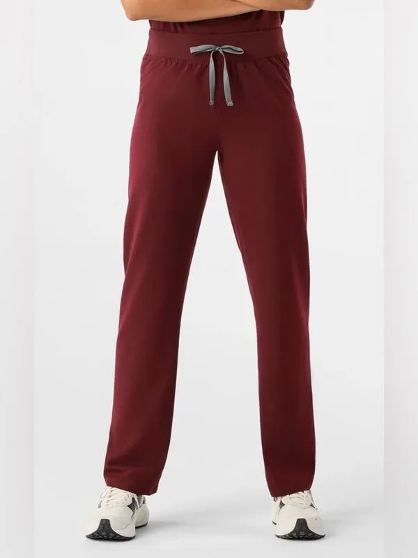 Figs Livingston burgundy maroon high-waisted straight leg scrub pants XXL reg - Image 4