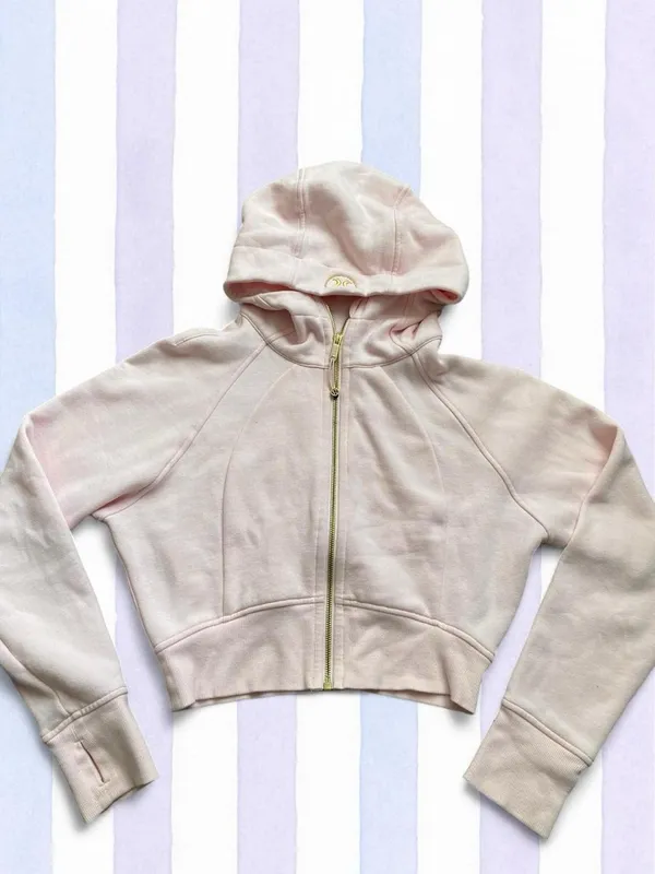 Lululemon pink cropped scuba gold zipper size xs/s - Image 2