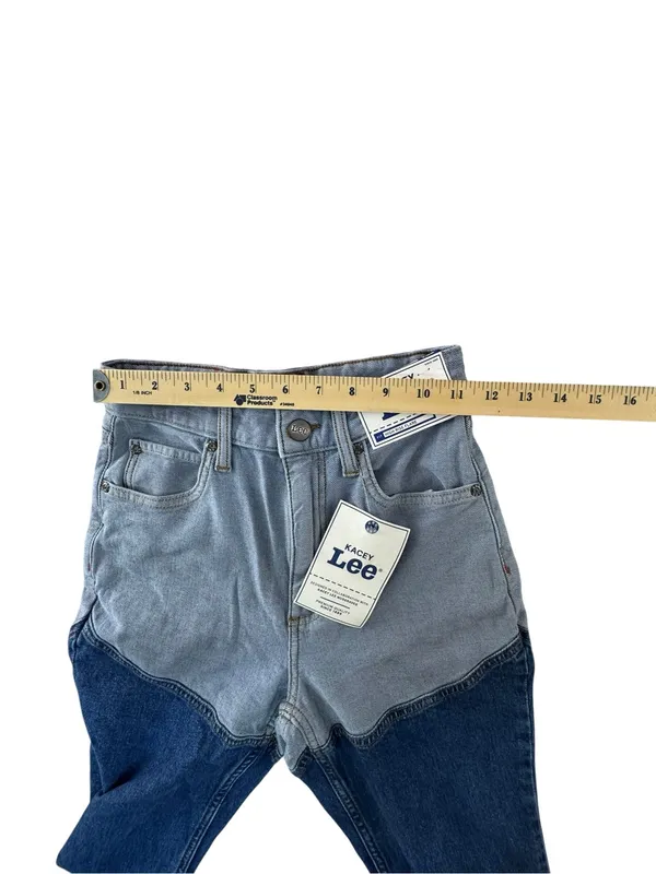 Lee Two-Tone High-Rise Flare Jeans in Dark and Light Blue Kacey Musgraves NWT - Image 8