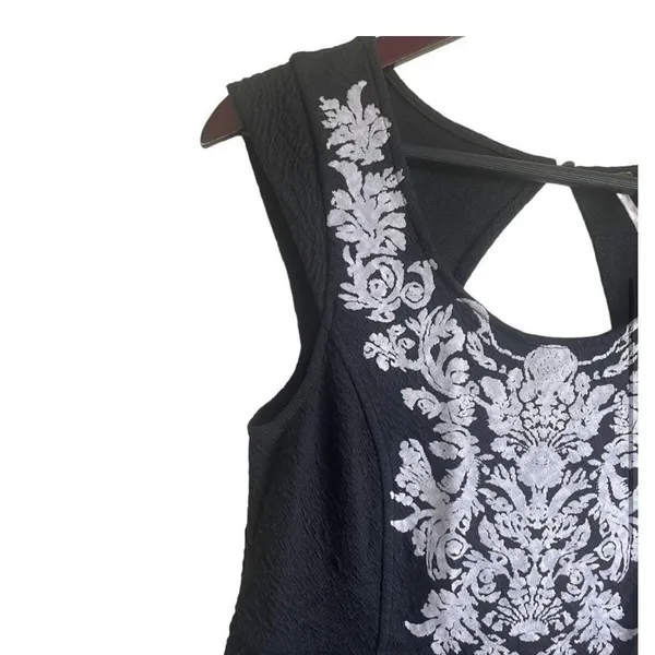 Y2K Free People Embroidered Peplum Top M Keyhole‎ Back Indie Sleaze Festival - Image 5