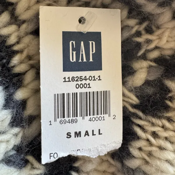 Vintage Y2K Wool Turtleneck Sweater Black White Knit Y2K Teacher small Gap‎ - Image 4