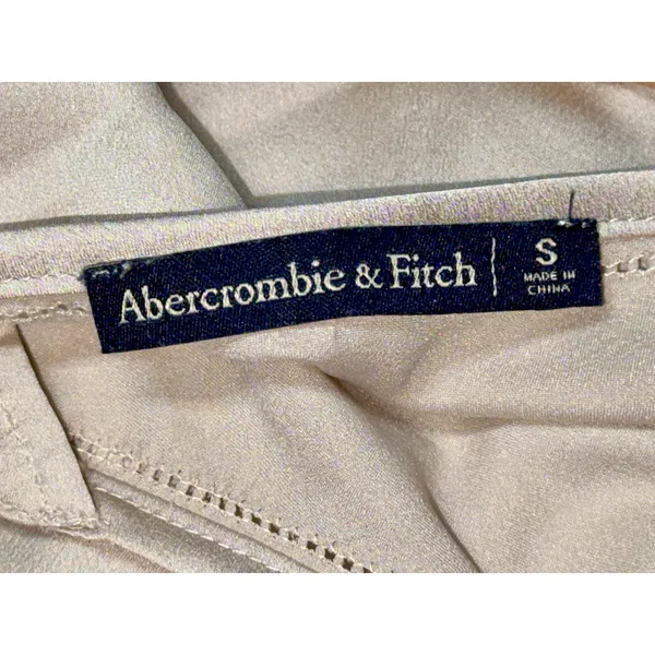 Abercrombie & Fitch Champagne Gold Satin Tie Front Cami Crop Tank Top Size Small - Image 4