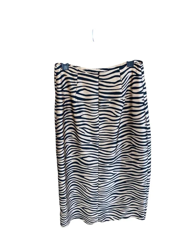 Le Lis Satin Zebra Print Slit Maxi slip Skirt Black Tan Date night Office Siren - Image 7