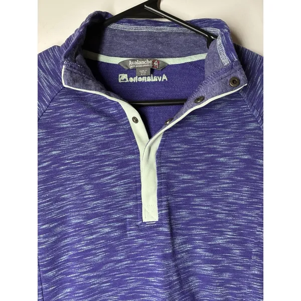 Avalanche‎ Athletic Pullover Top Women's Small Purple White Kangaroo Pocket LOGO - Image 4