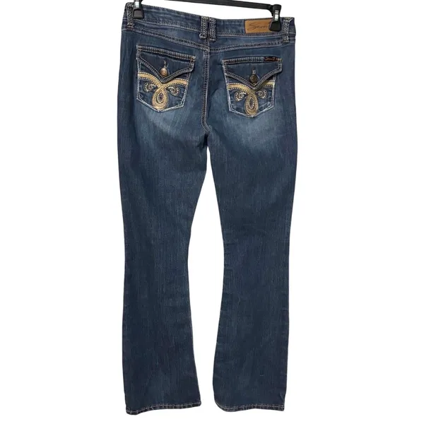 Seven7 Bootcut Jeans Women's Size 10 Medium Wash Stretch Embroidered Pockets - Image 2