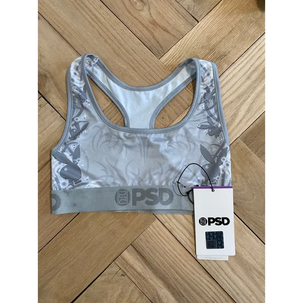 New PSD x Playboy PB Neo Tribal Sports Bra Gray Size XL - Image 3