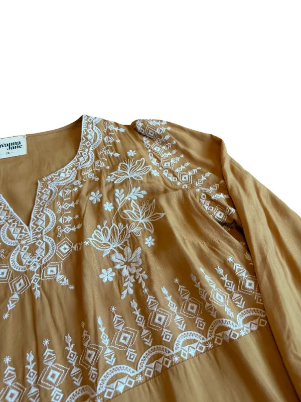 Savanna Jane Yellow Embroidered Peasant Blouse Top Shirt Flowy Size 2X Women's - Image 9