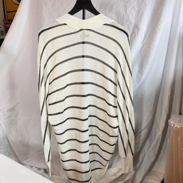 Abercrombie womens long open cardigan white gray stripe. Size S. fall, winter - Image 6