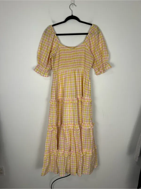 Pink City Prints Cindy Gingham Maxi Dress Women’s Sz S - Image 2