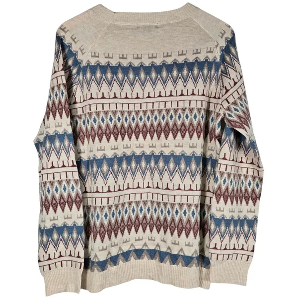 FATE Southwest Geometric Fair Isle‎ Sweater Cream Multi Wool Blend XL FW13039SF - Image 2