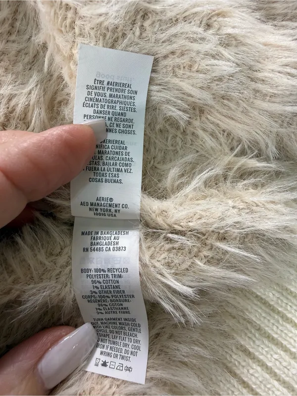 aerie Super Soft Cream Fuzzy Button-Front Cardigan - Image 8