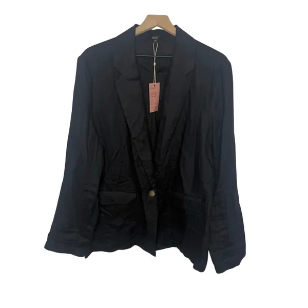 NWT Quince Women's XL European Linen Relaxed Blazer Black Coastal Corporate Flax - Image 2