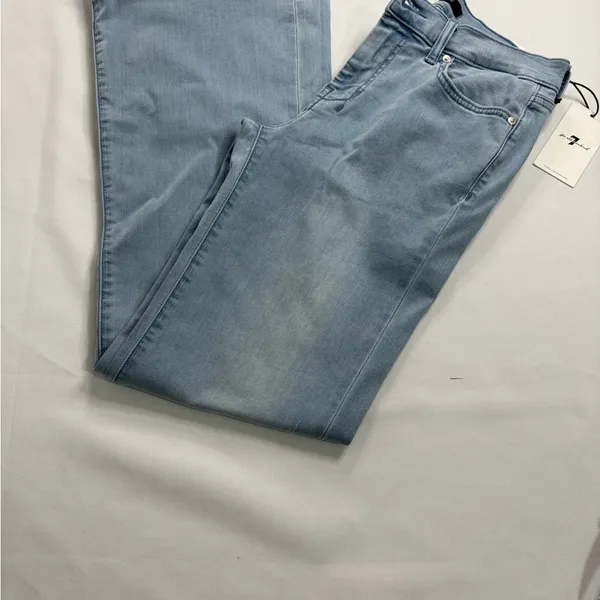 7 For All Mankind Sky Blue Boot Cut Jeans - Image 6