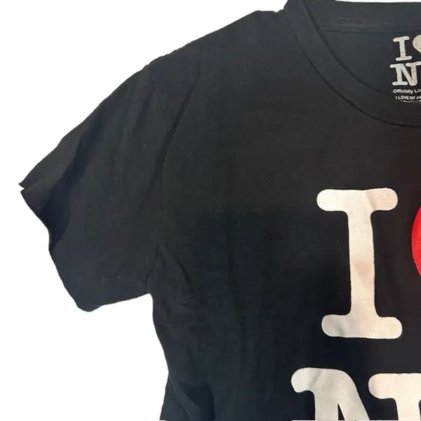 I Love New York Black Graphic Short Sleeve Lightweight T-Shirt Women Sz M - Image 4