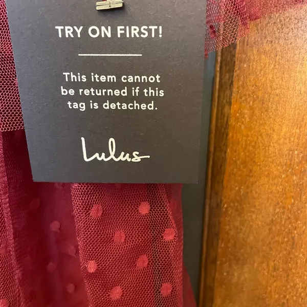 Lulu’s Sweetheart Burgundy Bustier Tulle Tier Polka Dot Cocktail Party Dress NWT - Image 3
