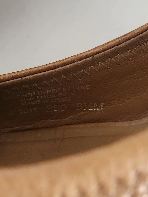 Tory Burch Brown Wedge Shoes with Gold-Tone Accents Size 9.5 Flaw - Image 13