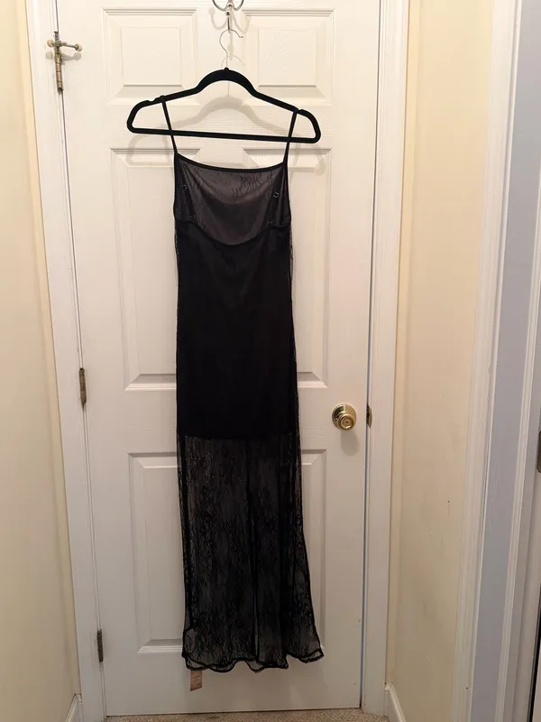 Cupshe Women’s Black Lace Sheer Full Slip, Size L, Polyester - Image 3