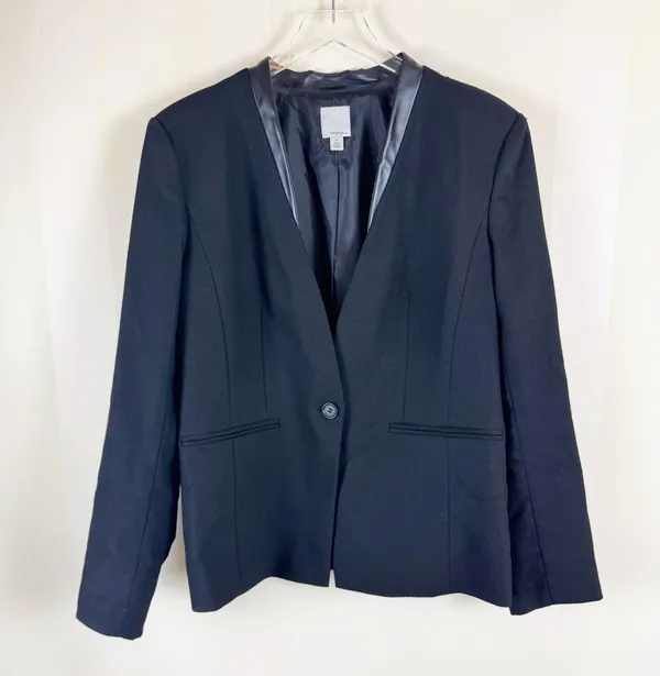 Halogen Faux Leather Trim Suit Jacket Blazer - Image 9