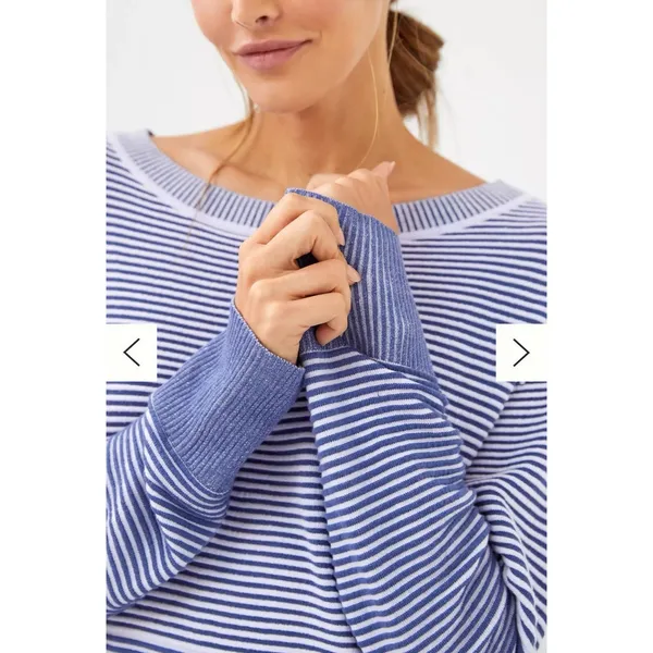 Anthropologie Daily Practice Knit Tunic‎ Dress Blue Stripe, Cotton, XL - Image 4