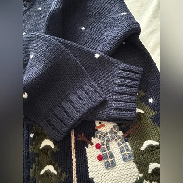 Vintage Croft & Barrow winter snowman embroidered zip-up cardigan sweater. NWT - Image 14