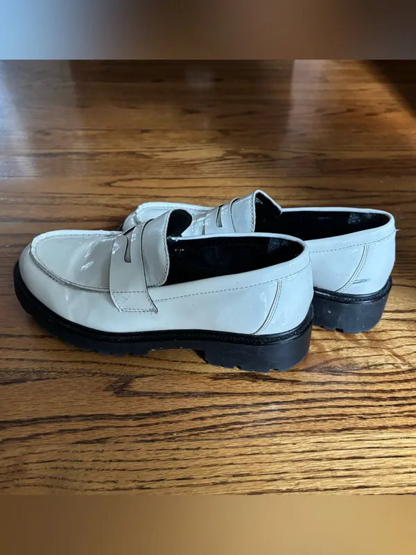 Steve Madden Lotto Cream & Black Chunky Patent Leather Loafers - Image 3