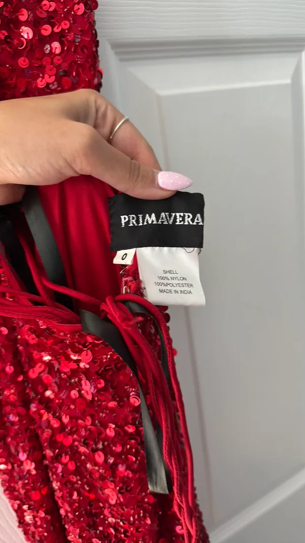 Red sequenced Prom Dress Size 0 - Image 2