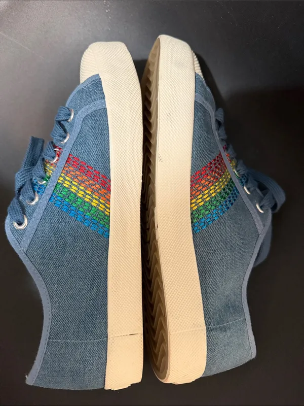 Gola‎ Coaster Rainbow Stitch Denim Multi Canvas Vegan Sneakers Womens Size 8 - Image 7