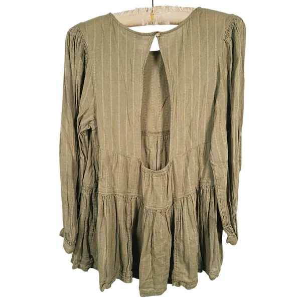American Eagle Womens Tiered Peasant Top XS Olive Green Boho Granola Earthy Fall - Image 3