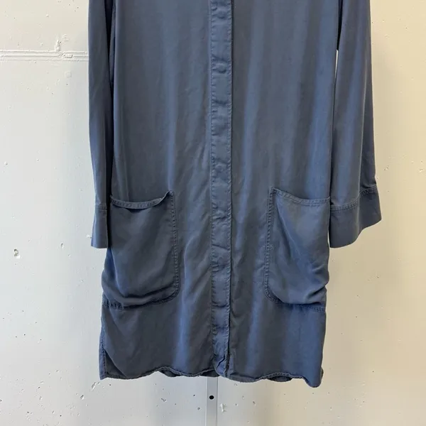 COS 100% Lyocell Lightweight Minimalist Button Down Tunic‎ Shirt Dusty Blue Sz 2 - Image 4