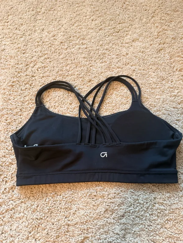 Black Strappy Sports Bra - Image 2