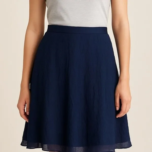 J.Crew Womens Skirt Navy Blue Textured Silk Blend A-Line Size 12 - Image 2