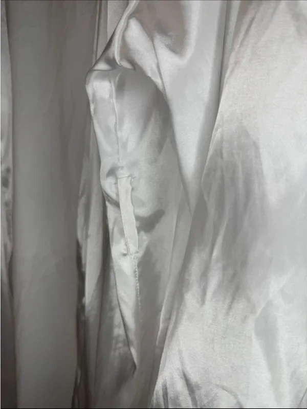 Night Satin Feather Trim Robe White Size 14 - Image 6