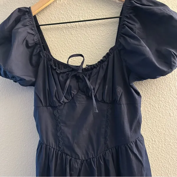 Francesca's Collections Navy Blue Puff-Sleeve Tiered Maxi - Image 3