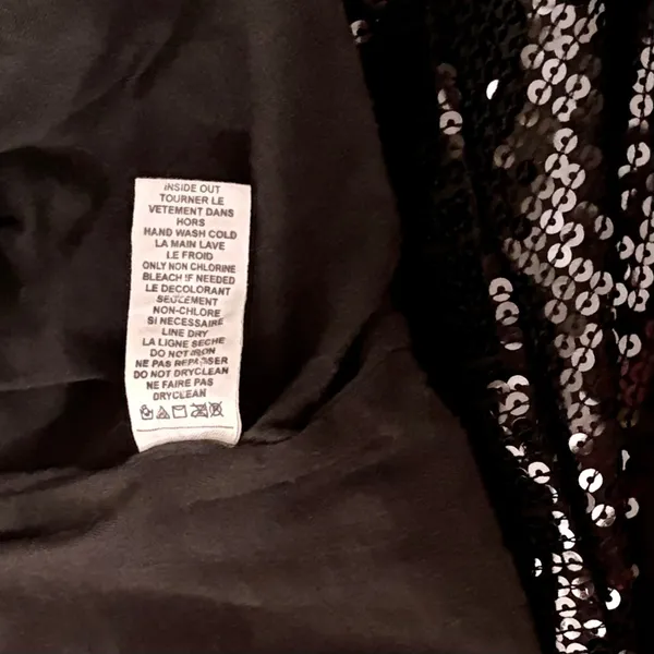 FREE PEOPLE Black Sequin Shift Mini Dress Scoop Back Party Cocktail Size 2 - Image 11