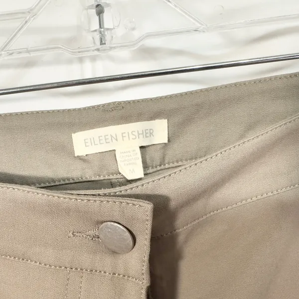 Eileen Fisher‎ Medium Pants Ankle Cropped Organic Cotton Blend Stretch 1621 - Image 7