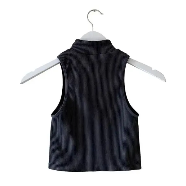 Zara Black Ribbed Knit Mock Neck Sleeveless Women’s Blouse SZ S #1702 - Image 5