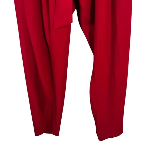 Lane Bryant Paperbag Waist Tapered Leg Pants Solid Red Career Chic Size 16 - Image 4