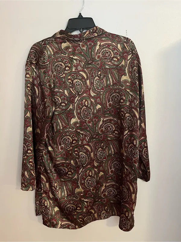 Victoria's Secret‎ Paisley Blouse in Burgundy, Green & Cream - Image 2