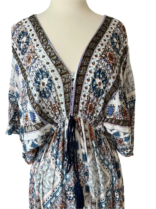 World Market Multicolor Paisley Bohemian V Neck Maxi Dress - Image 2