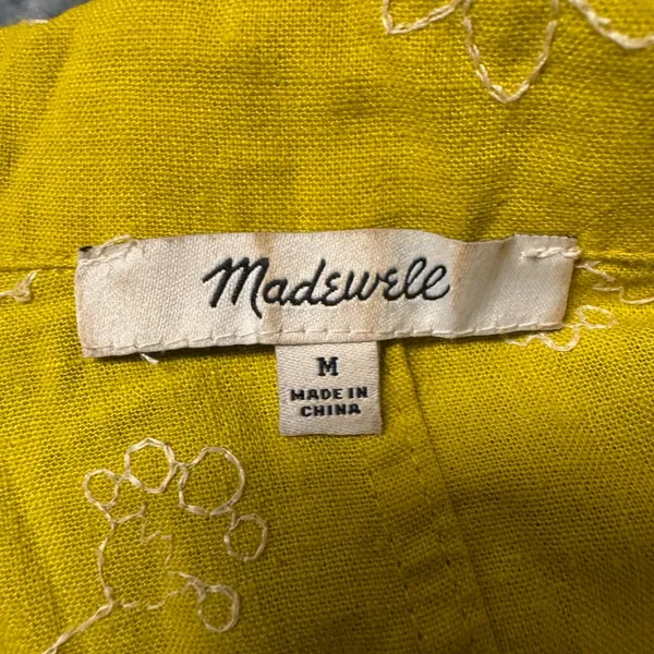 2141 | Madewell Linen Floral Embroidered Crop Top Yellow Womens M Summer - Image 5